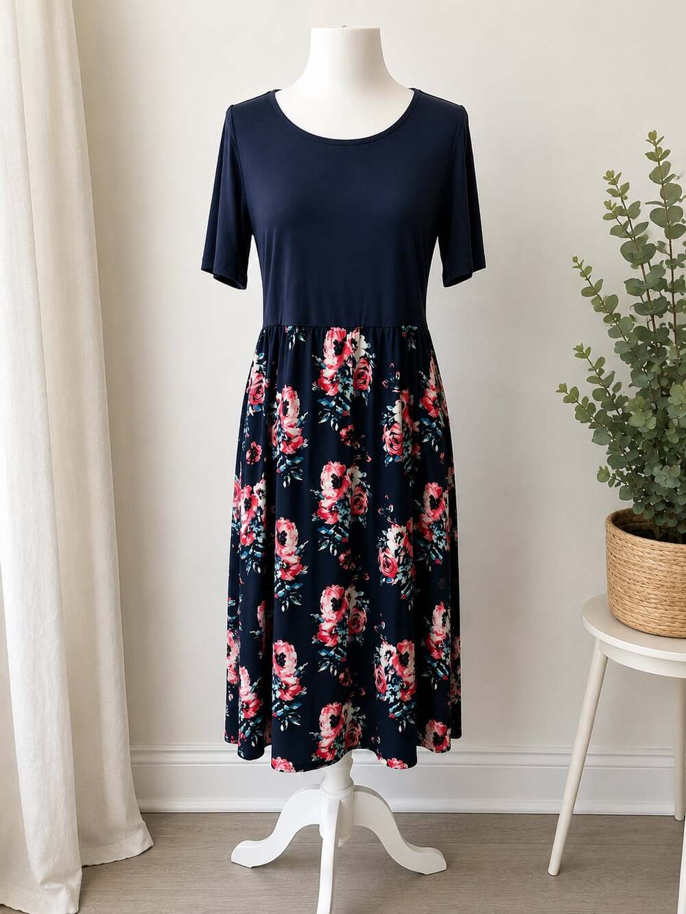 Kancystore Women's Plus Size Floral Print Short Sleeve Maxi Dress, Size 3XL